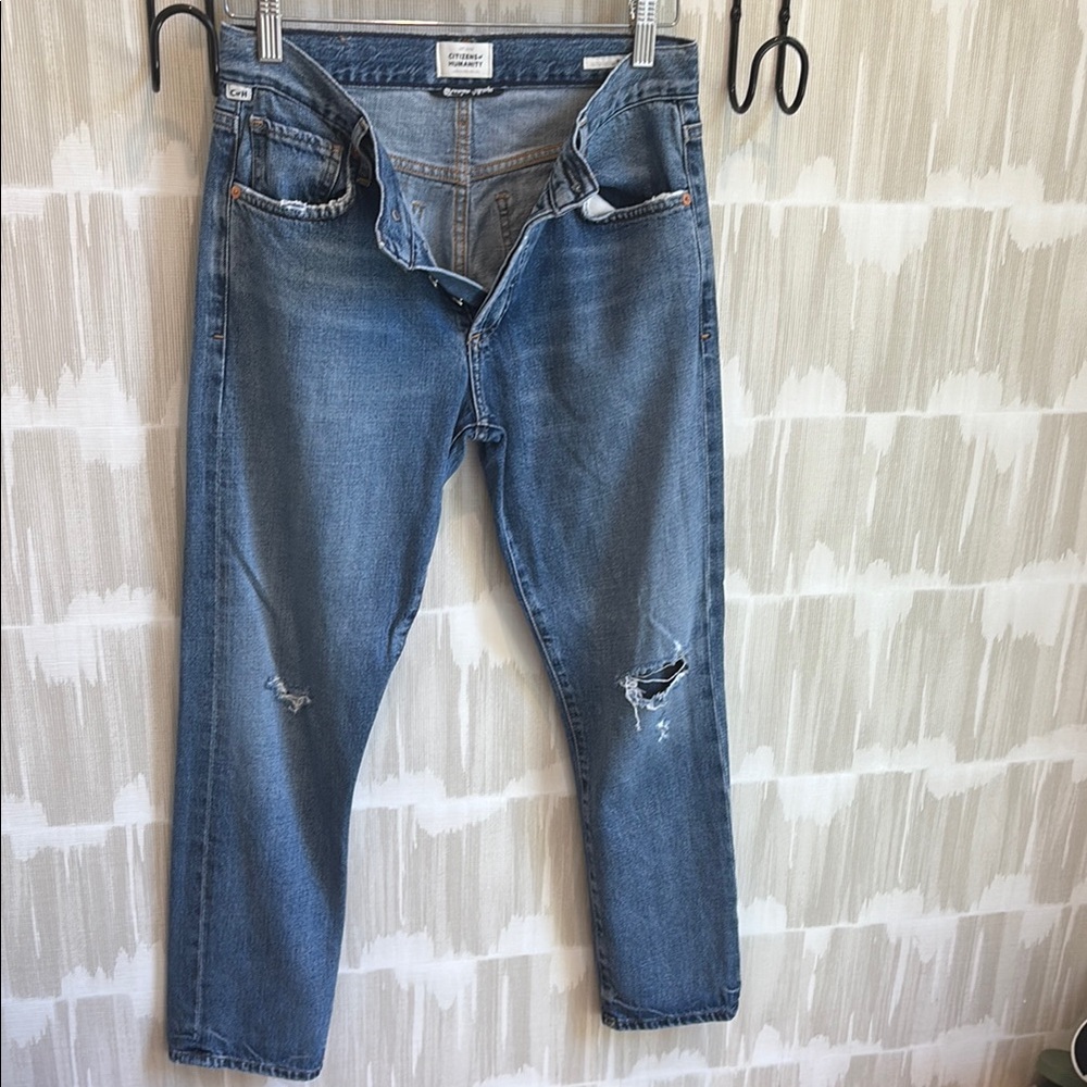 Citizens Of Humanity Blue Relaxed Jeans with Distressed Details